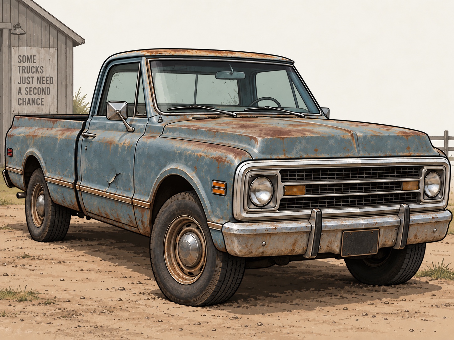 Weathered classic truck before restoration